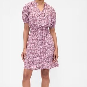 GAP Relaxed Smocked Splitneck Mini Dress